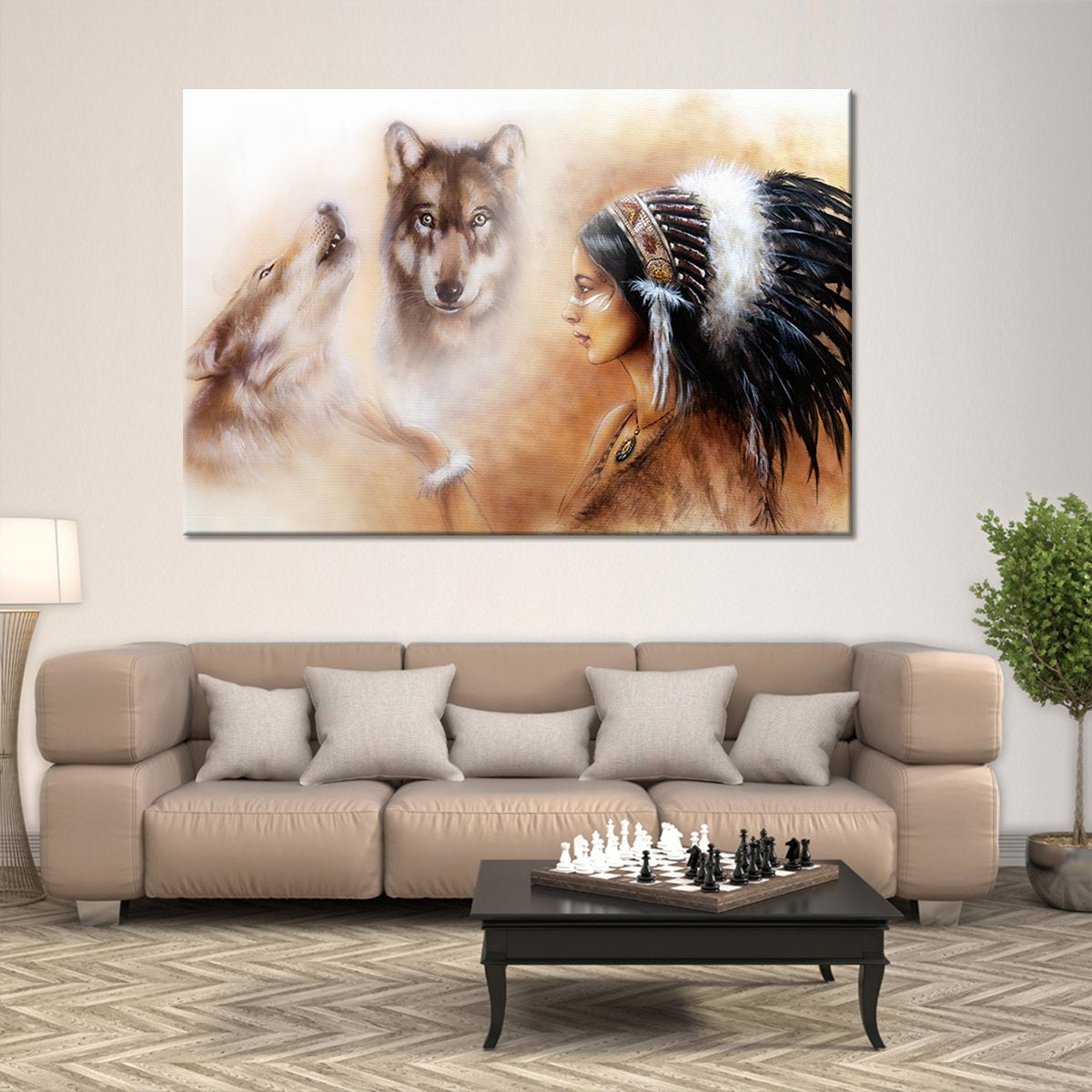 Cherokee Wolf Multi Panel Canvas Wall Art