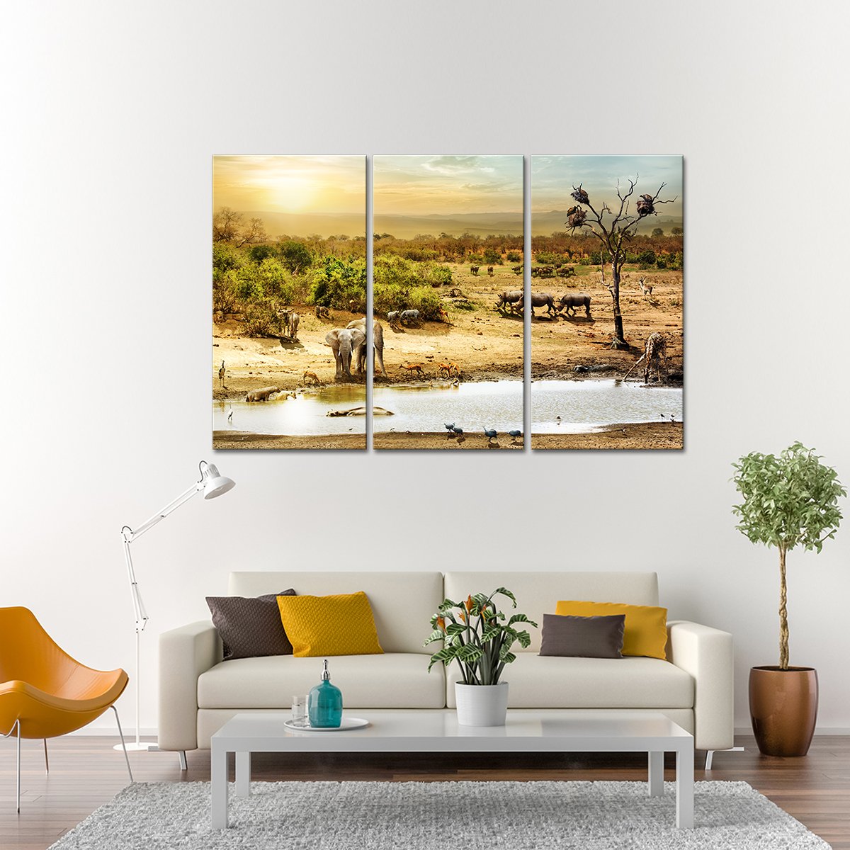 Elephant Painting Multi Panel Canvas Wall Art