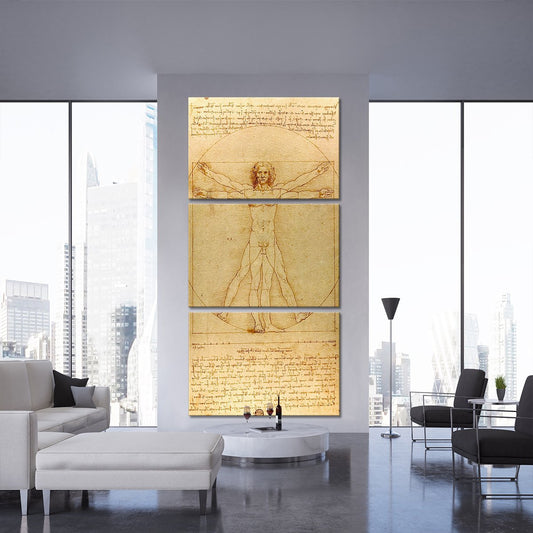 The Vitruvian Man Multi Panel Canvas Wall Art