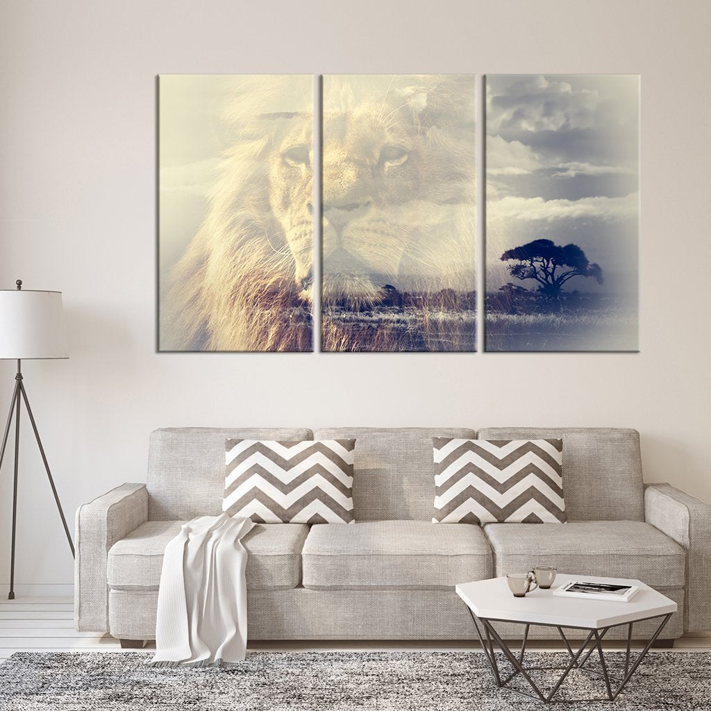 Lion Kingdom Multi Panel Canvas Wall Art