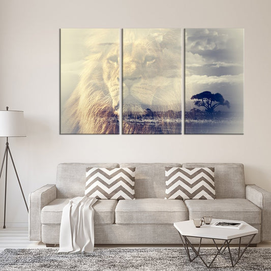 Lion Kingdom Multi Panel Canvas Wall Art