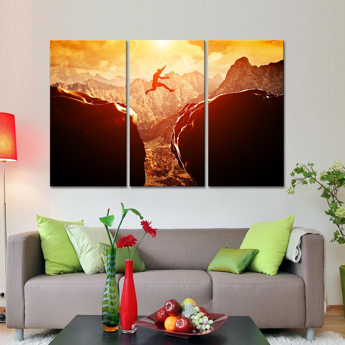 Jumping Over the Cliff Multi Panel Canvas Wall Art