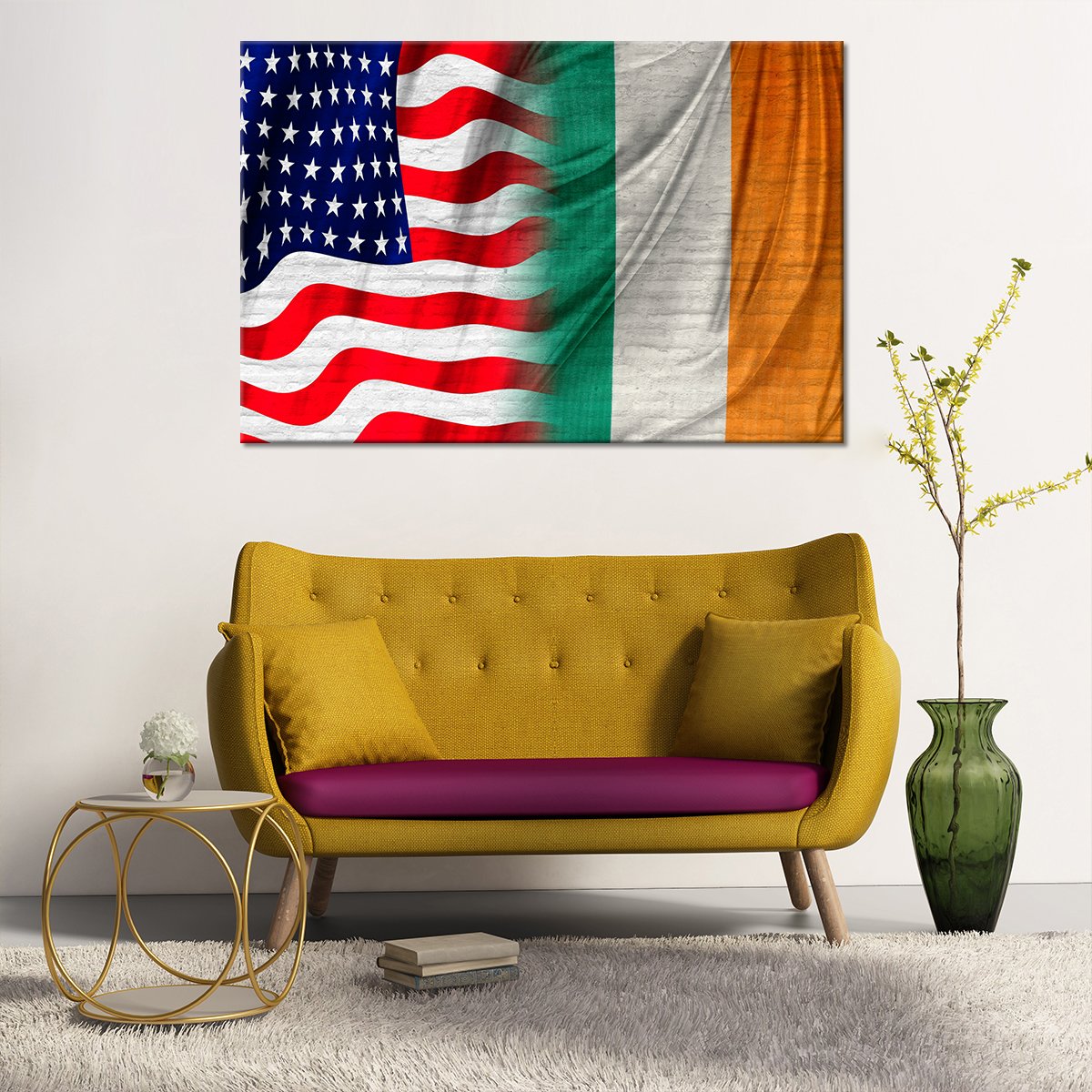 USA And Ireland Flag Multi Panel Canvas Wall Art