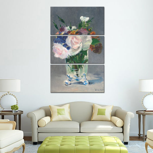 Flowers in a Crystal Vase Multi Panel Canvas Wall Art