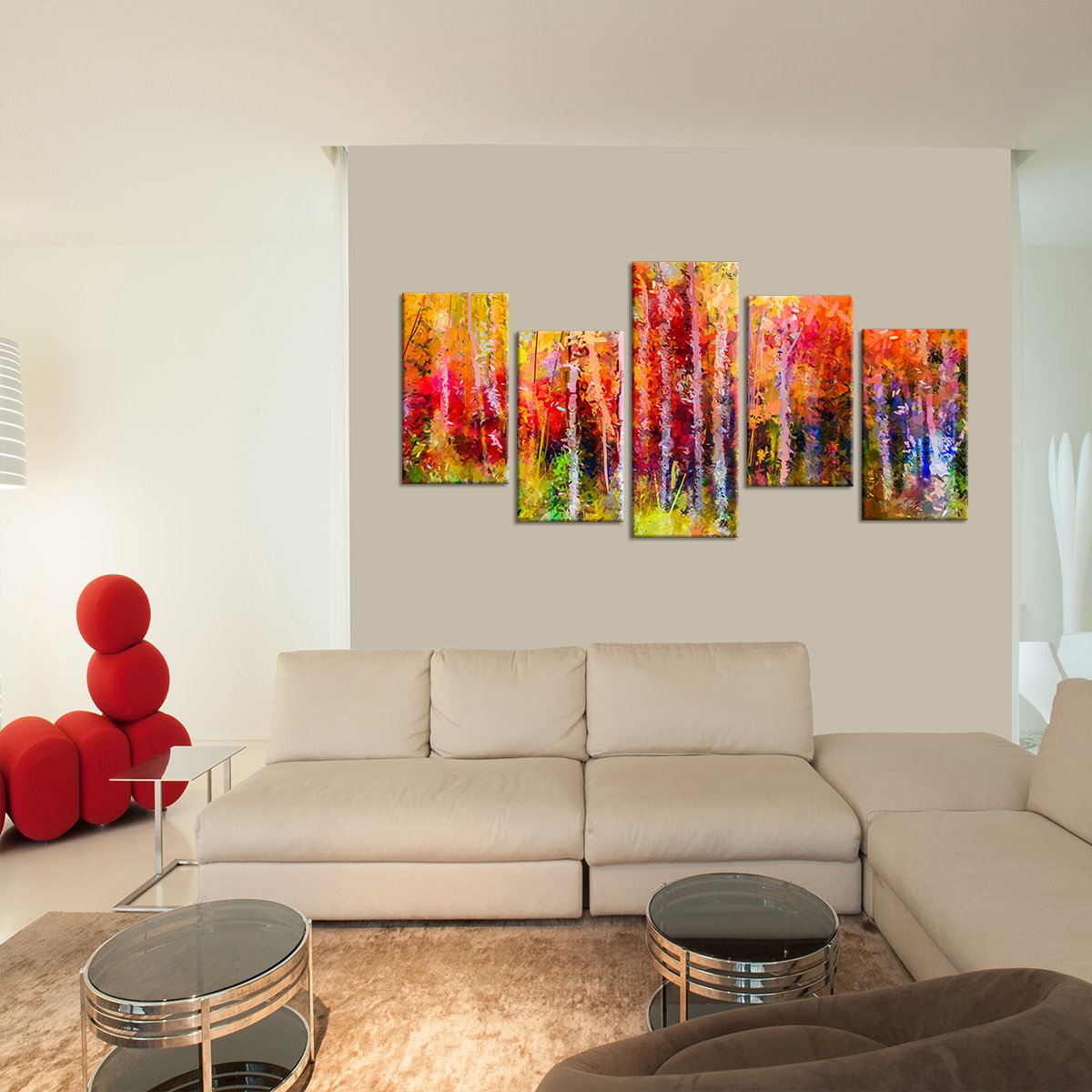 Autumn Trees Abstract Multi Panel Canvas Wall Art