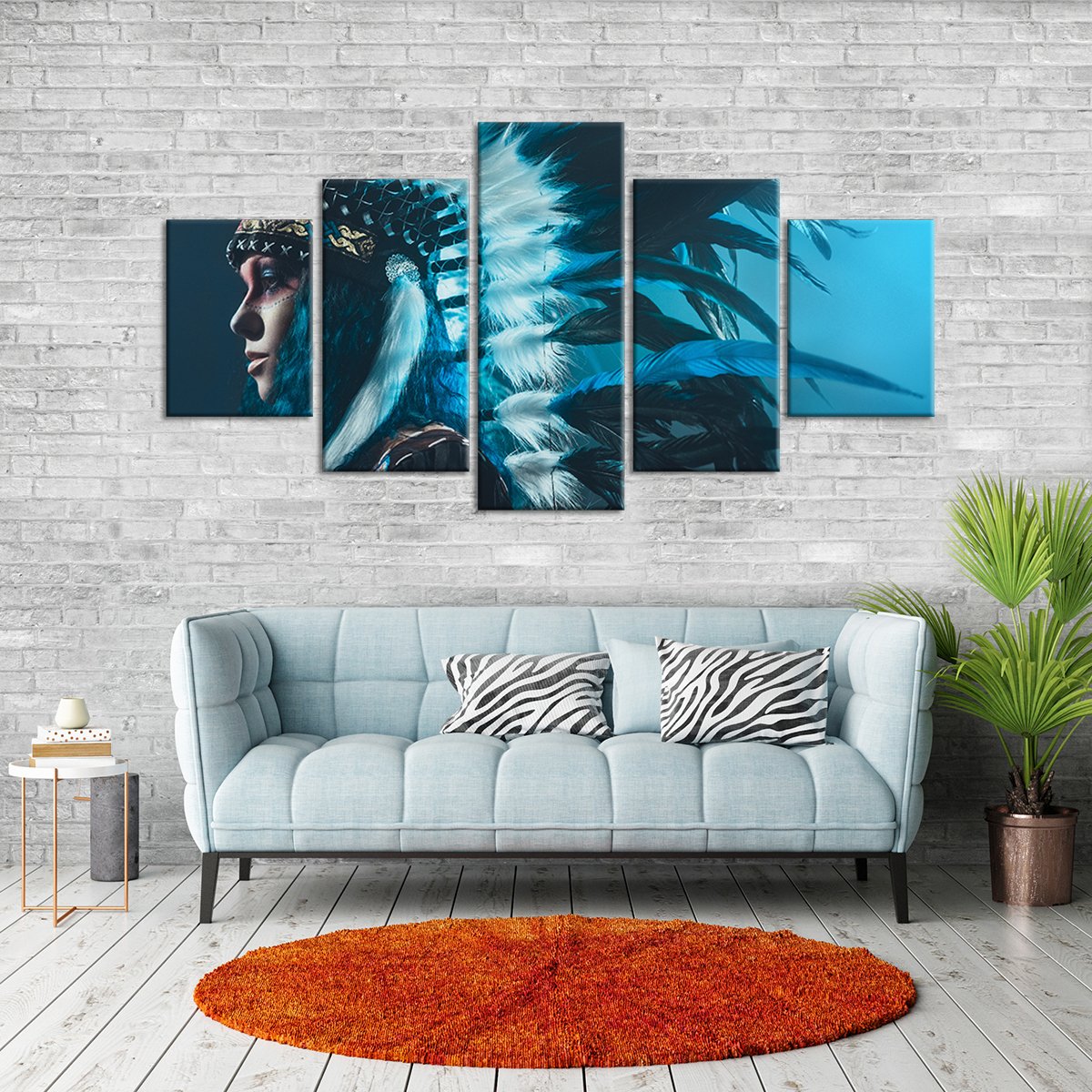 Native Warrior Multi Panel Canvas Wall Art