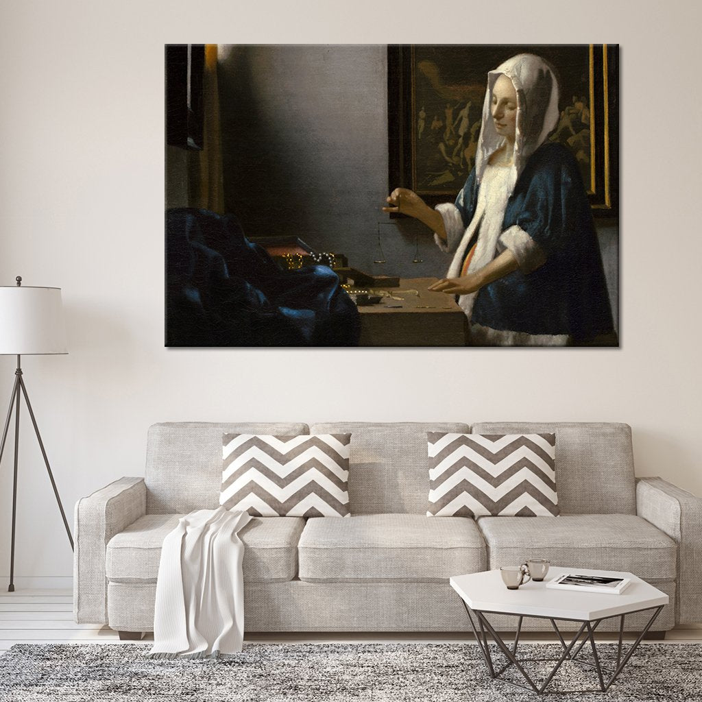 Woman Holding a Balance Multi Panel Canvas Wall Art