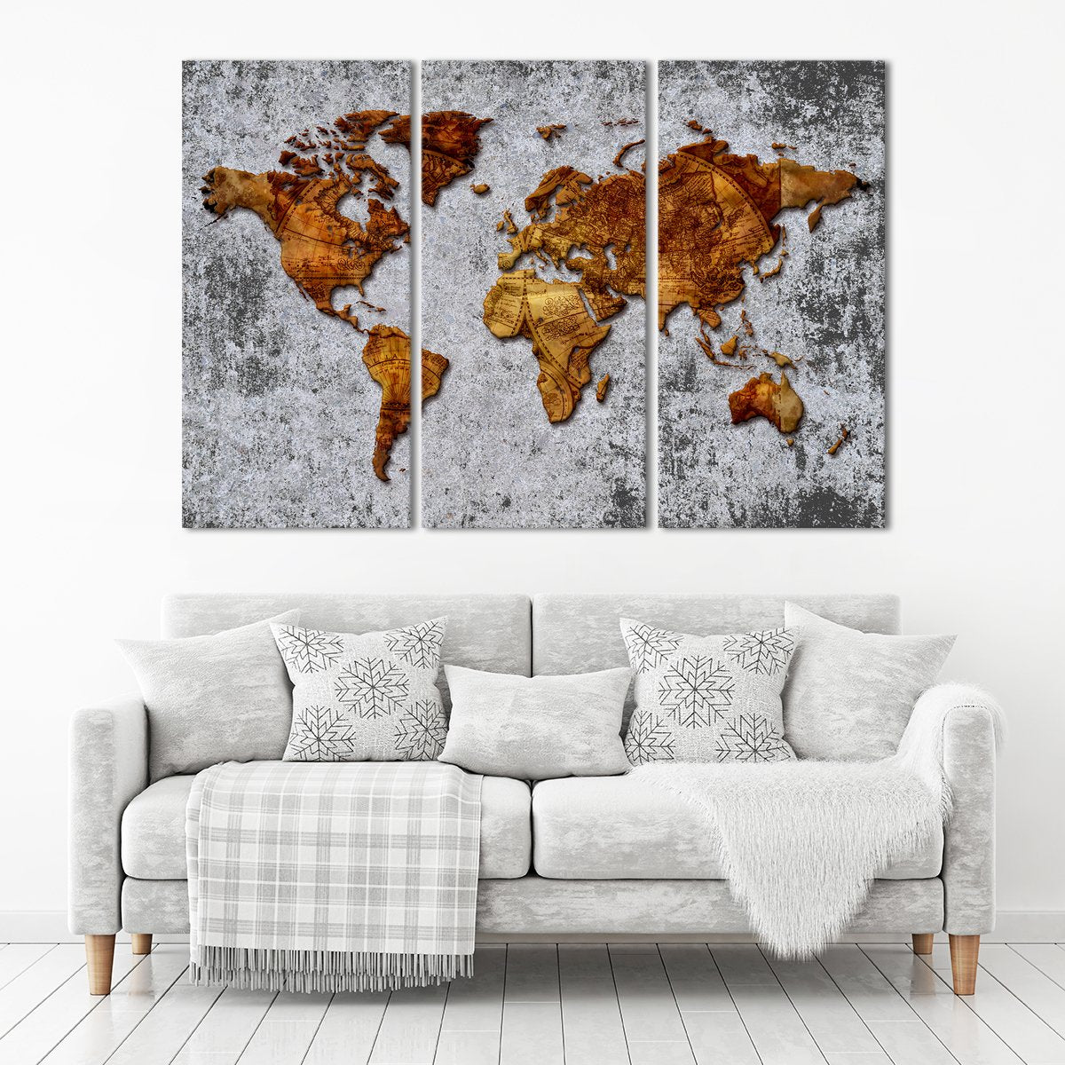 3D Antique World Map Multi Panel Canvas Wall Art