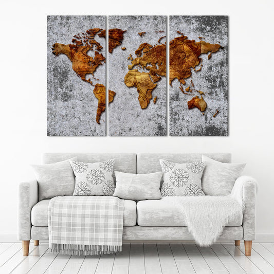 3D Antique World Map Multi Panel Canvas Wall Art