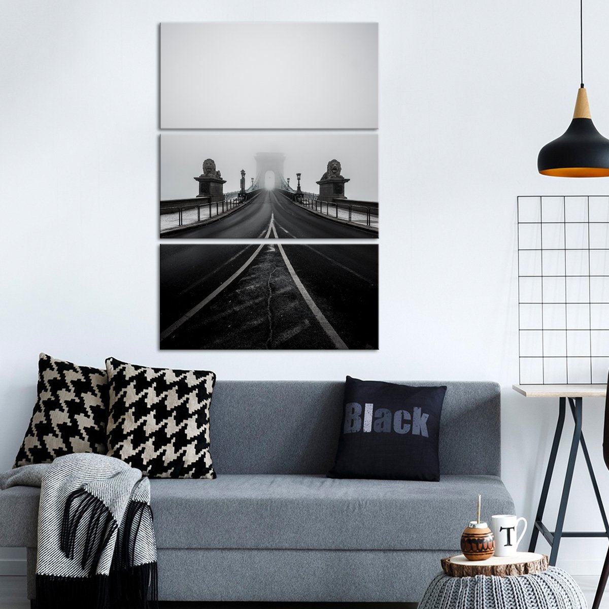 Foggy Bridge Ahead Multi Panel Canvas Wall Art
