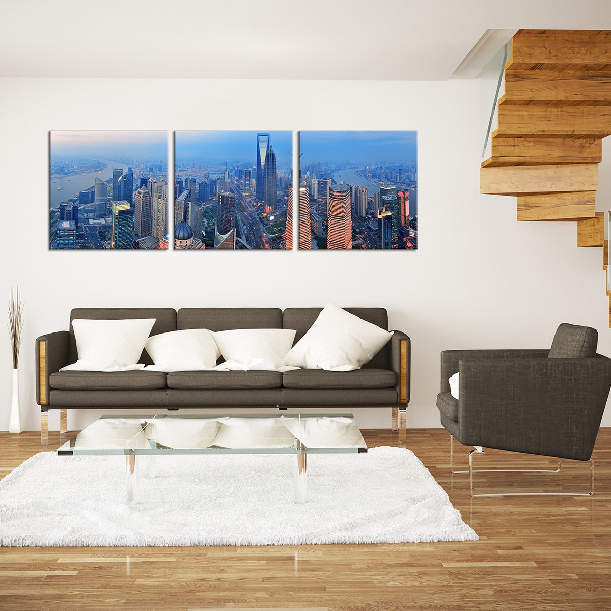 Shanghai Aerial View Multi Panel Canvas Wall Art
