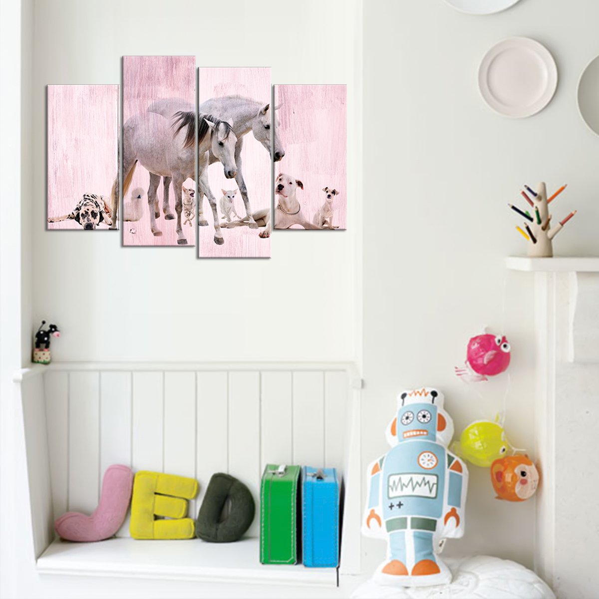 Furry Friends Multi Panel Canvas Wall Art