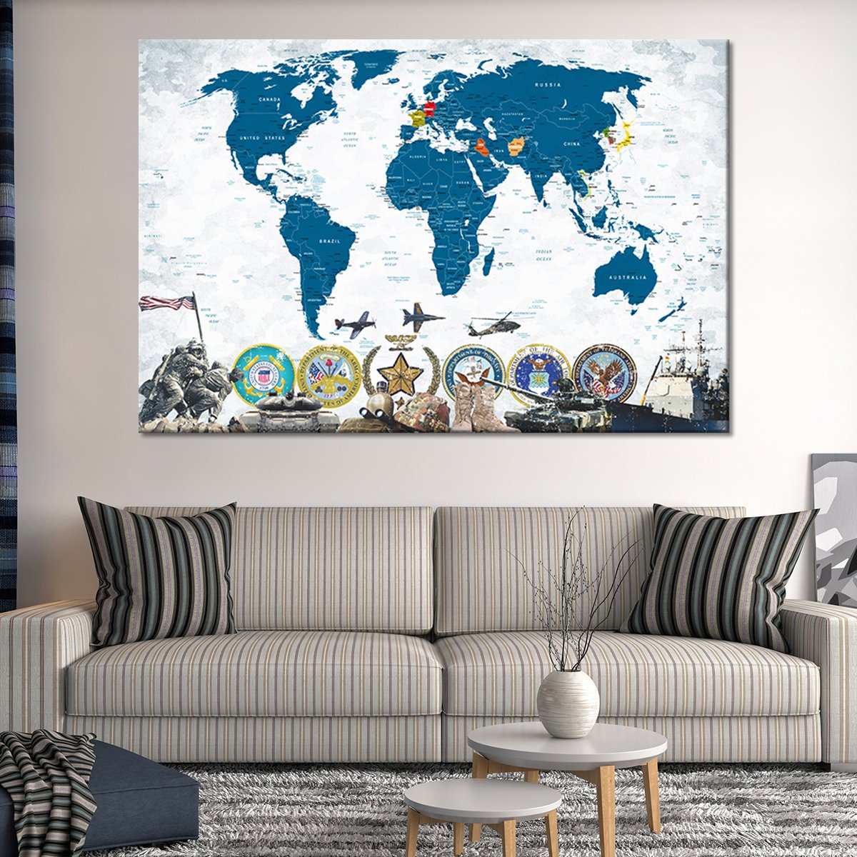 US Wars World Map Masterpiece Multi Panel Canvas Wall Art