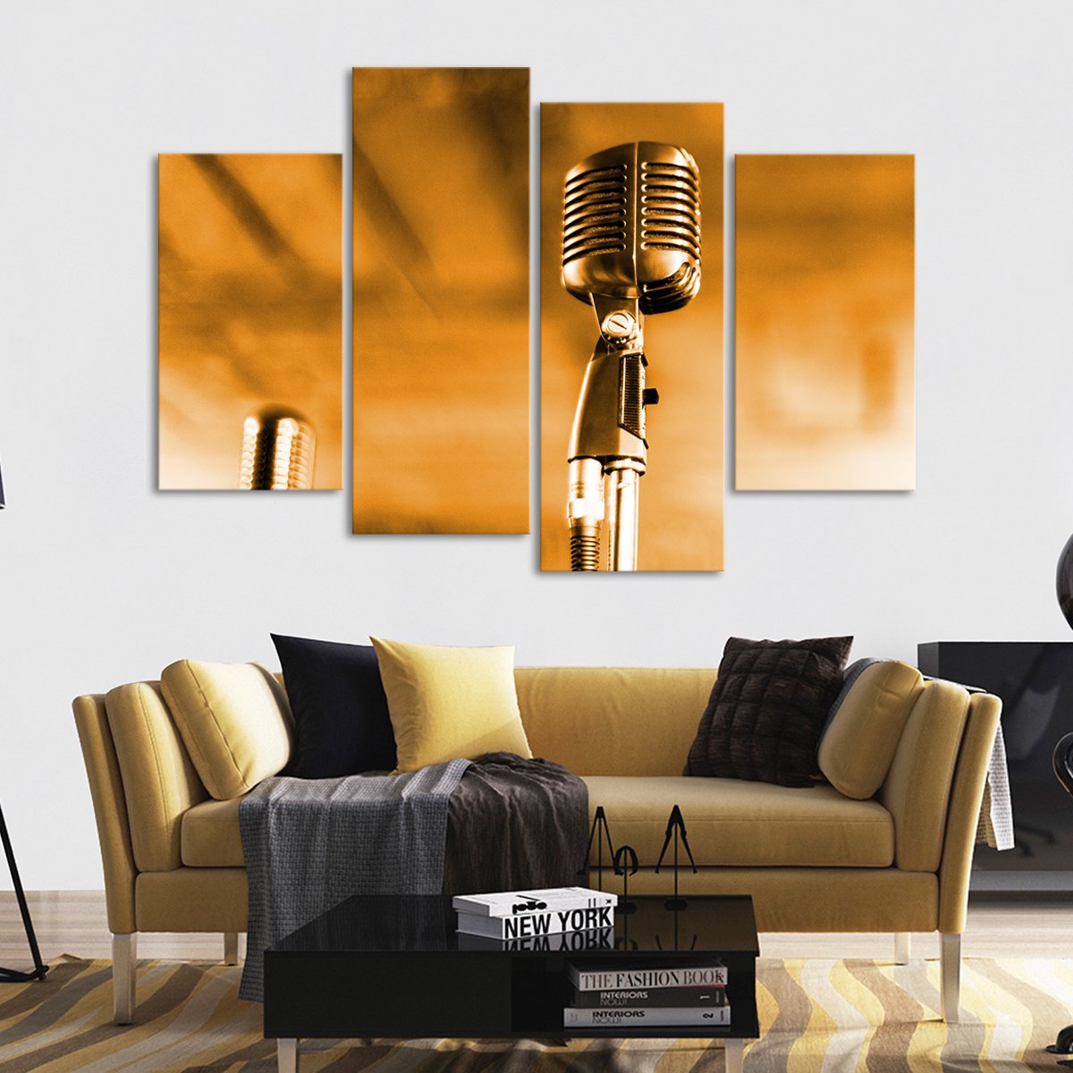 Golden Jazz Performance Multi Panel Canvas Wall Art