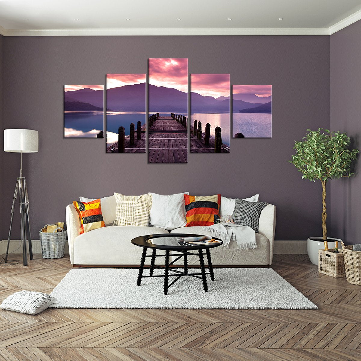 Morning at the Pier Multi Panel Canvas Wall Art