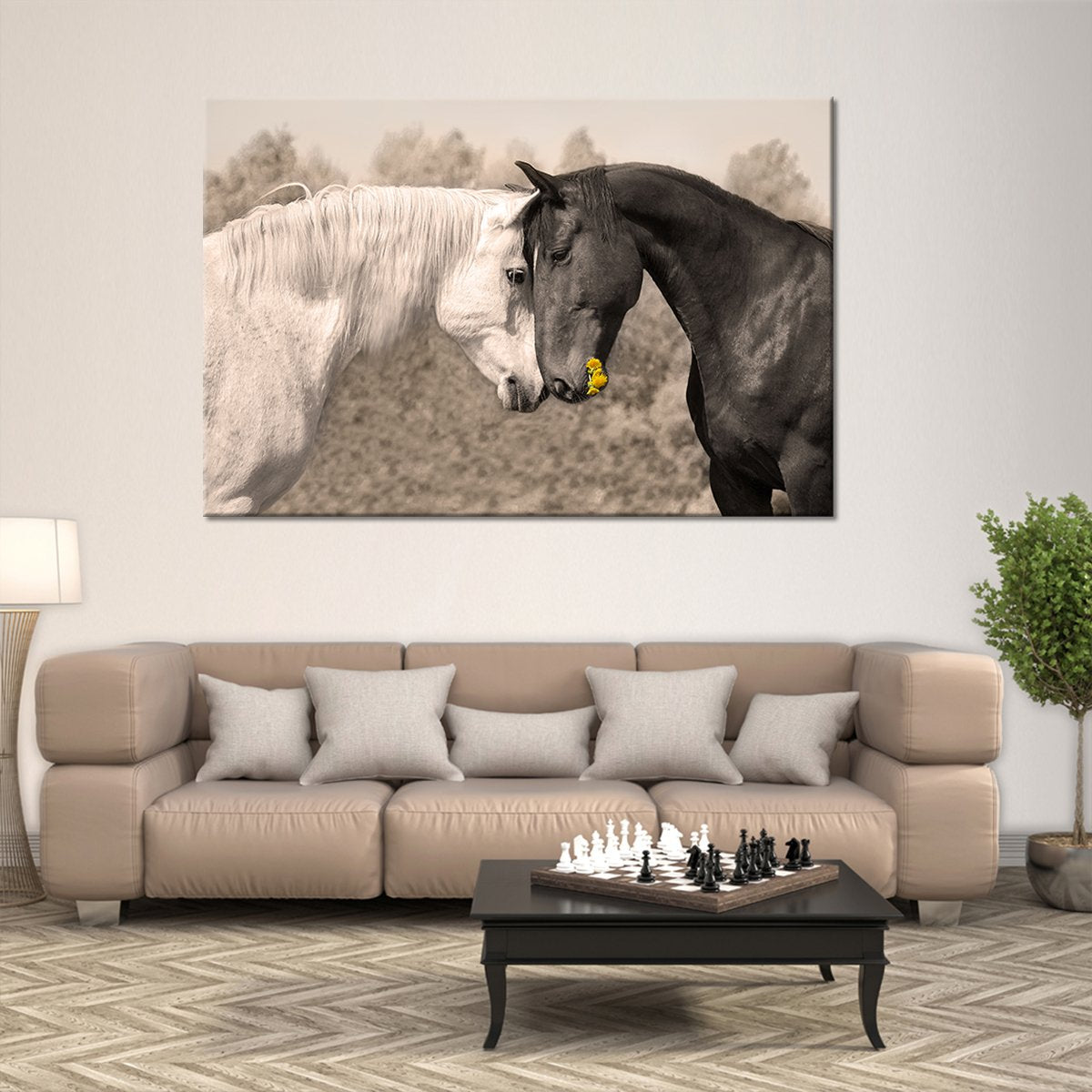 Horses Collide Multi Panel Canvas Wall Art