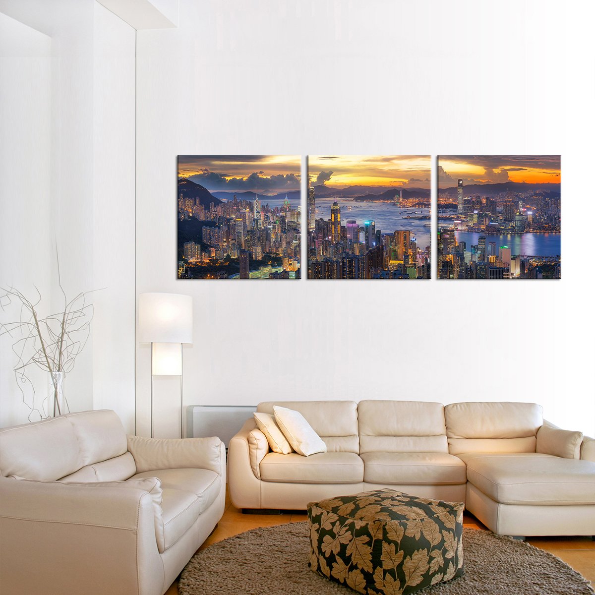 Hong Kong at Sunset Multi Panel Canvas Wall Art