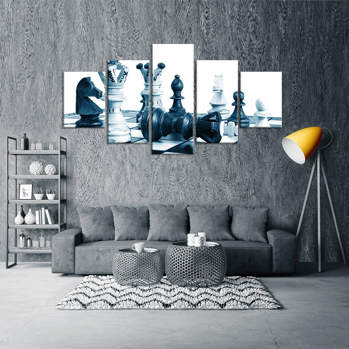Rustic Chess Multi Panel Canvas Wall Art