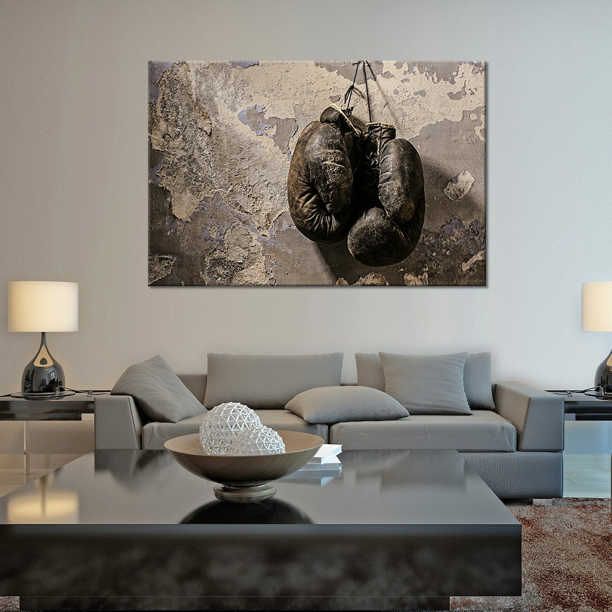 Old Boxing Gloves Multi Panel Canvas Wall Art