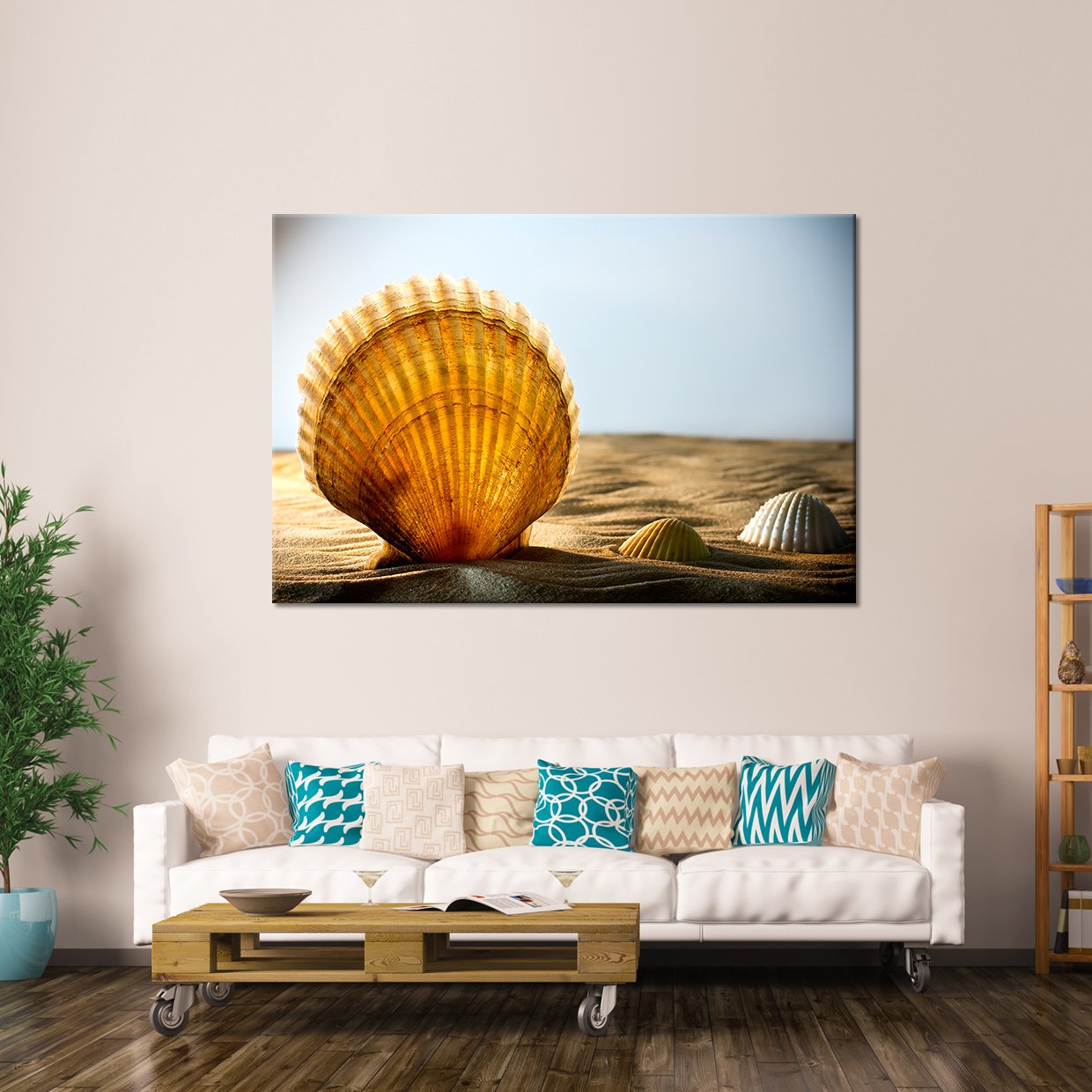 Seashells in the Sand Multi Panel Canvas Wall Art