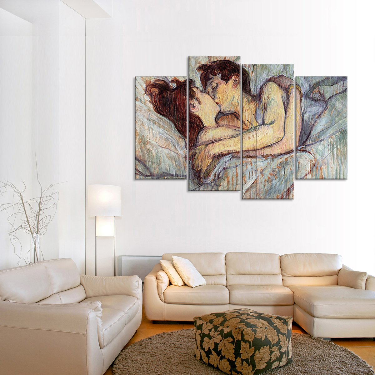 In Bed The Kiss Multi Panel Canvas Wall Art