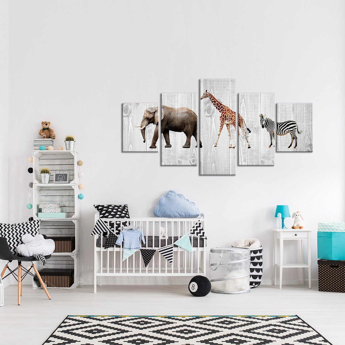 Wooden Safari Multi Panel Canvas Wall Art