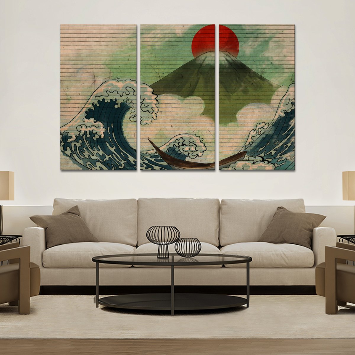 Sunrise Over The Waves Graffiti Multi Panel Canvas Wall Art