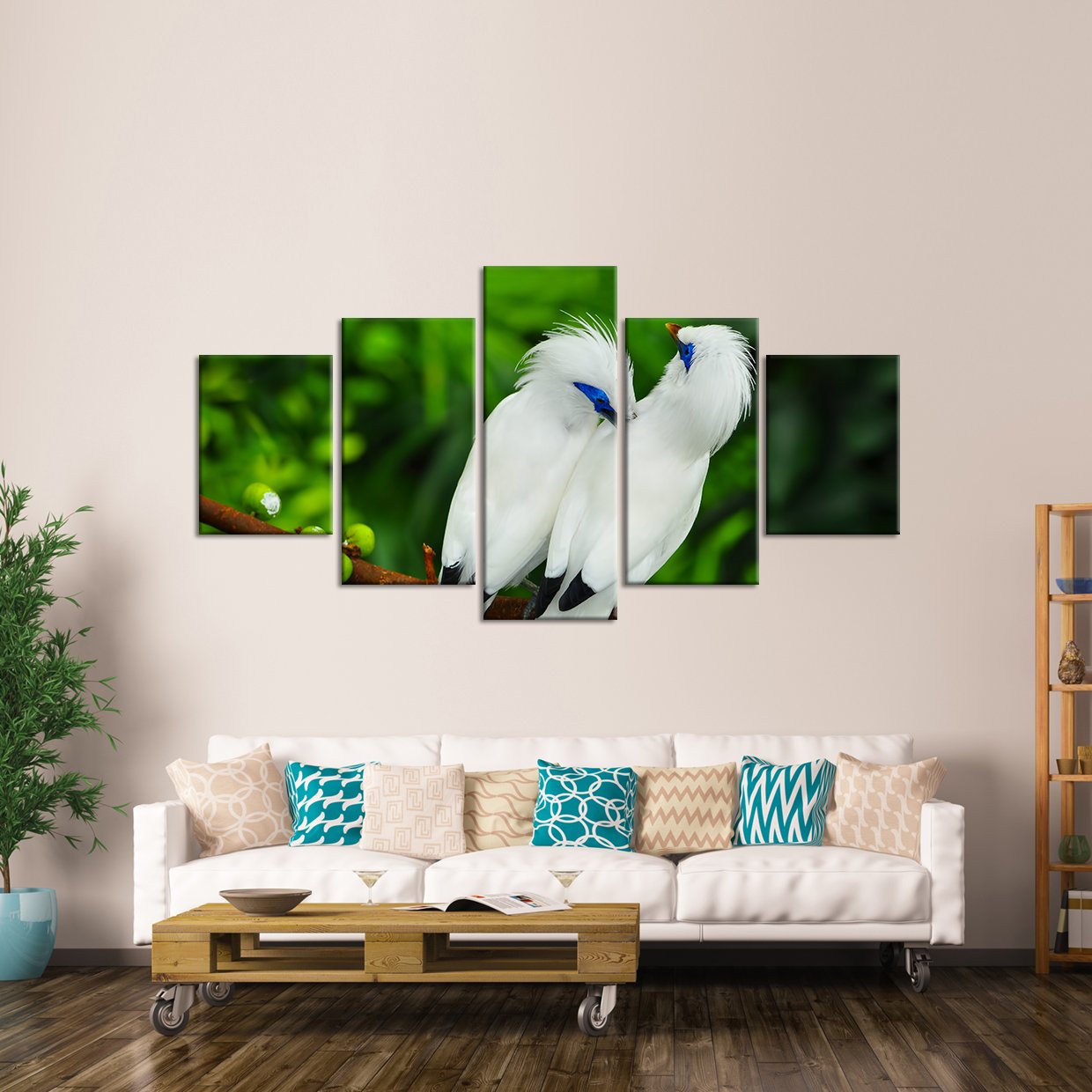 Bali Myna Multi Panel Canvas Wall Art