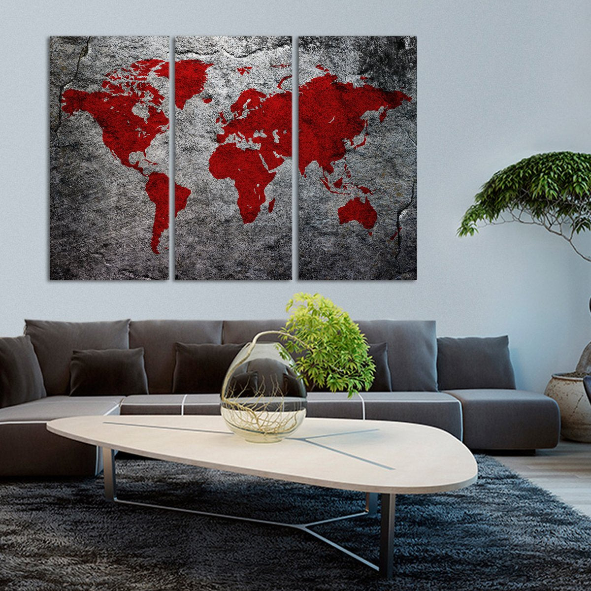 Boulder World Map Multi Panel Canvas Wall Art