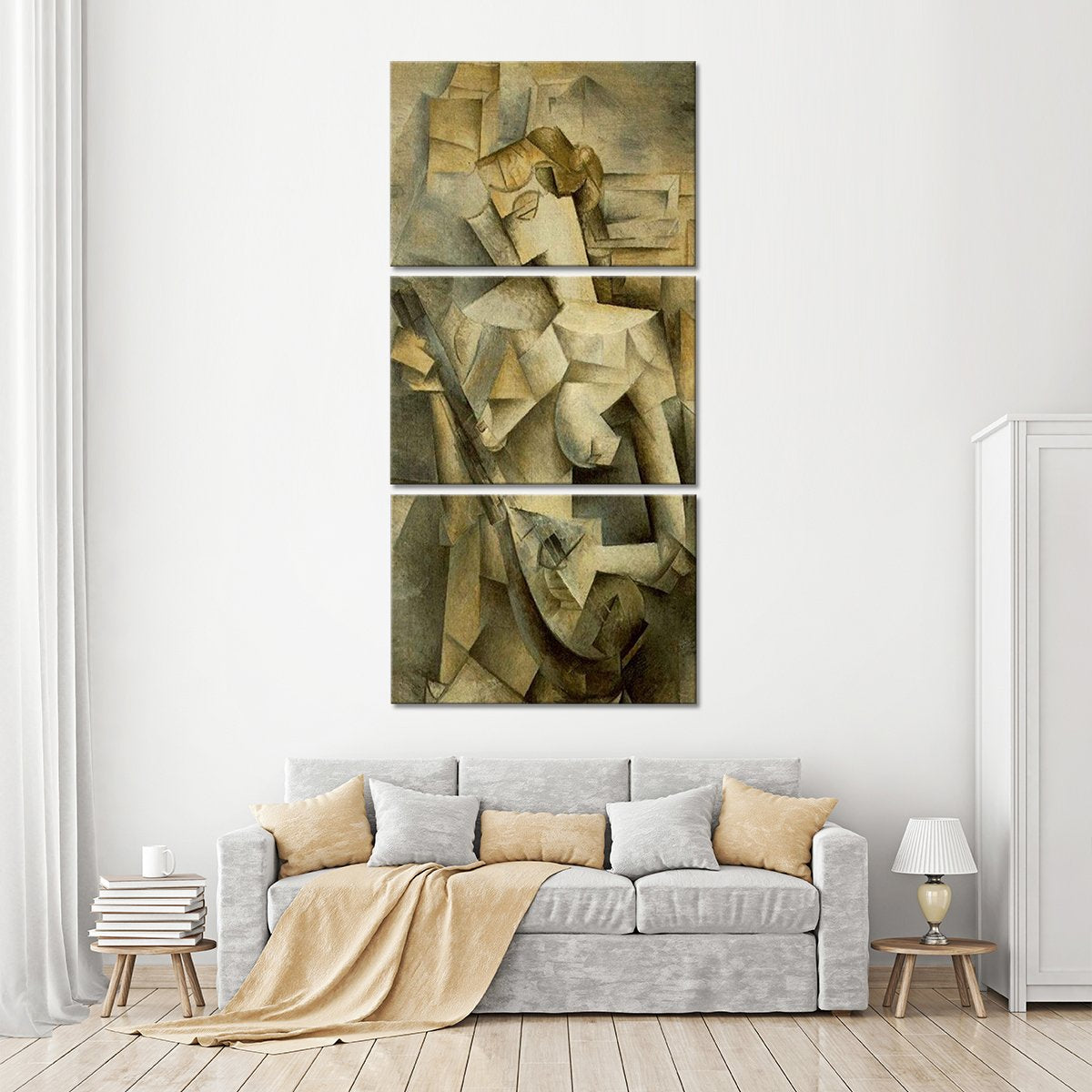 Girl With Mandolin Multi Panel Canvas Wall Art