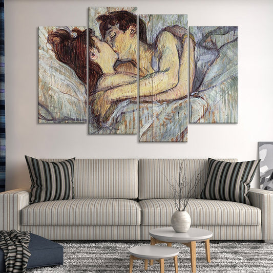 In Bed The Kiss Multi Panel Canvas Wall Art