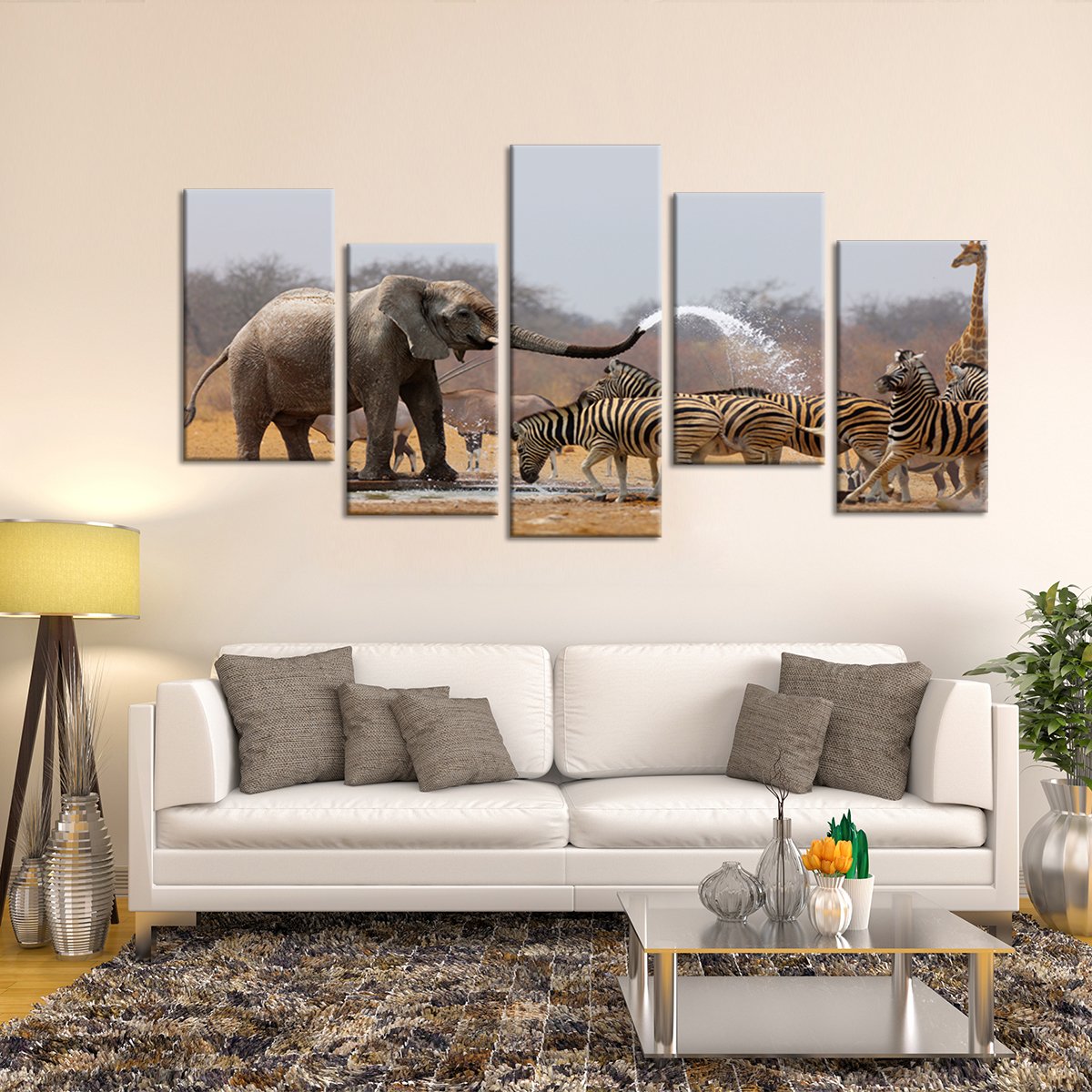 Funny Elephant Multi Panel Canvas Wall Art