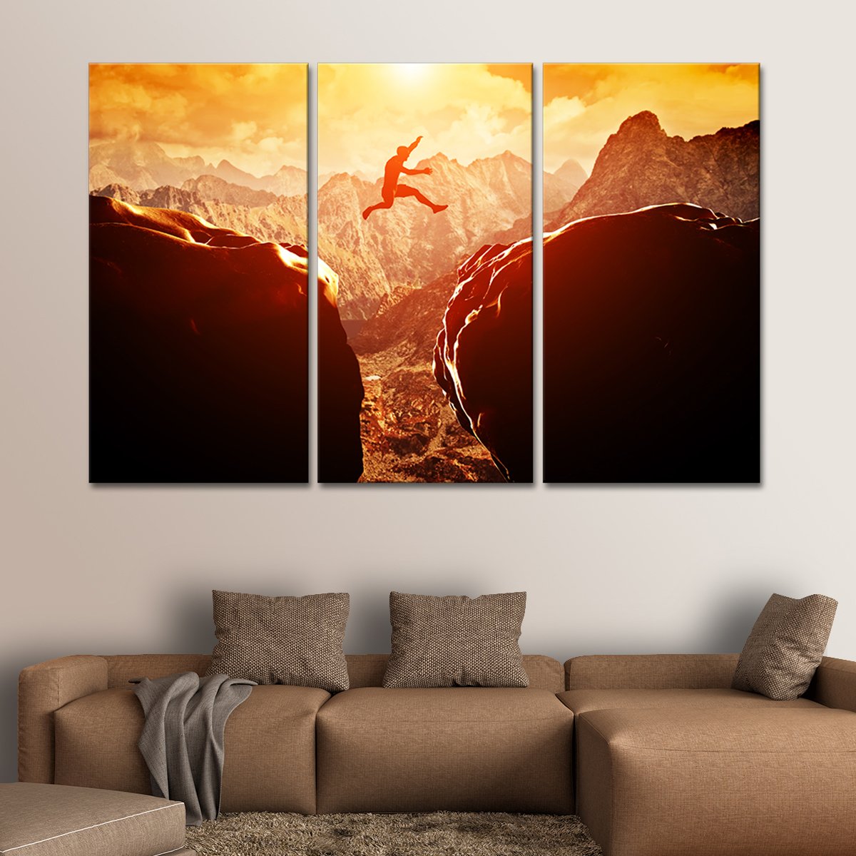 Jumping Over the Cliff Multi Panel Canvas Wall Art