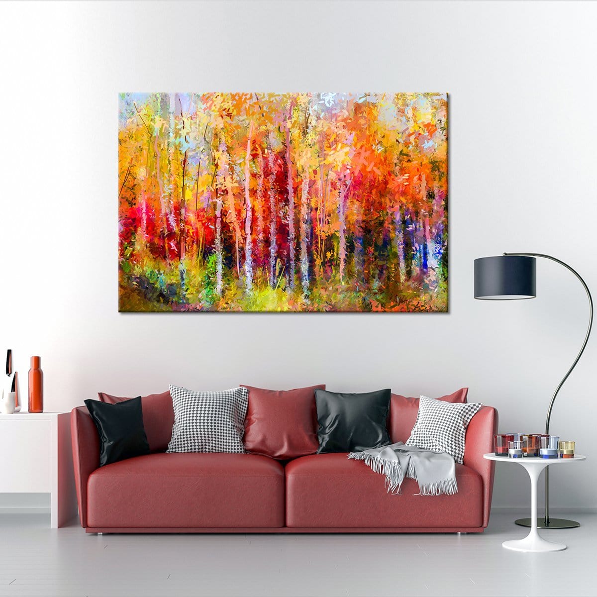 Autumn Trees Abstract Multi Panel Canvas Wall Art
