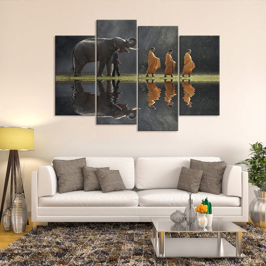 Buddhist Elephant Multi Panel Canvas Wall Art