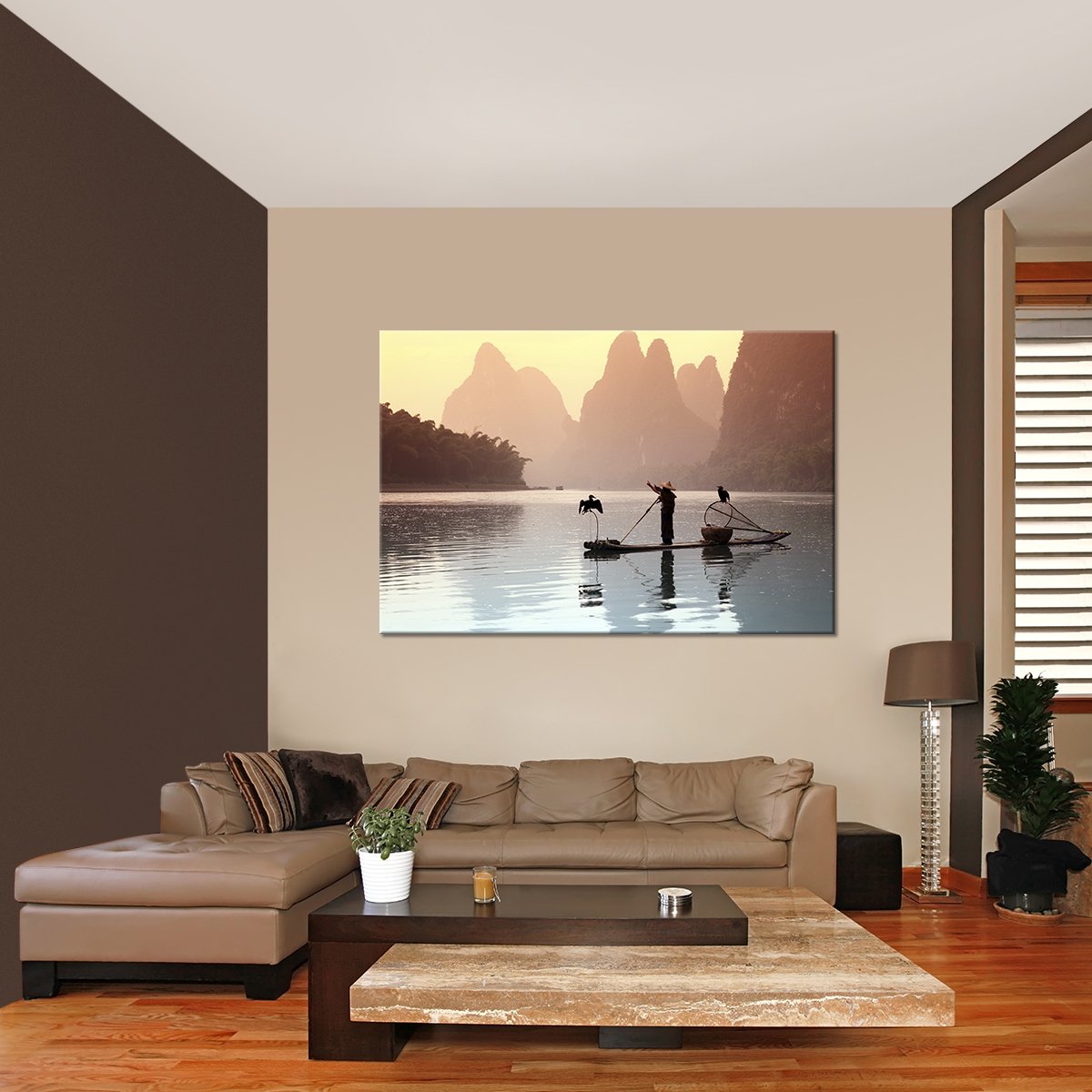 Chinese Fisherman Multi Panel Canvas Wall Art