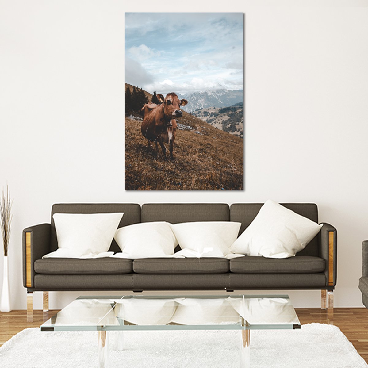 Roaming Cow Multi Panel Canvas Wall Art
