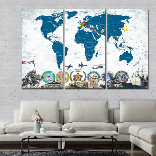 US Wars World Map Masterpiece Multi Panel Canvas Wall Art