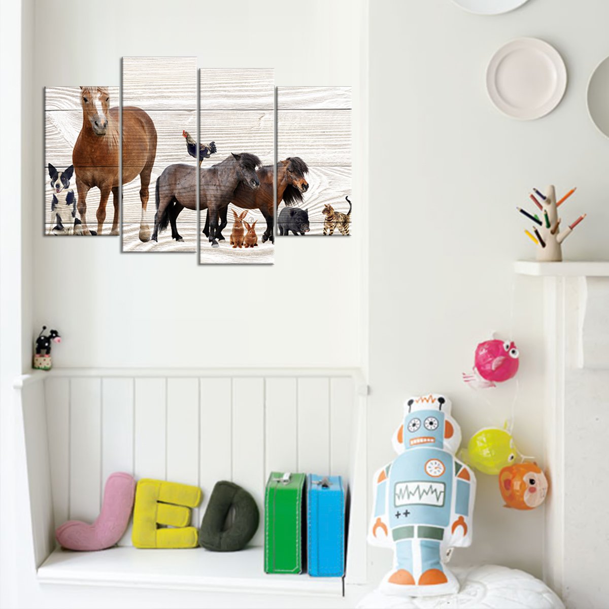 Animals In Harmony Multi Panel Canvas Wall Art