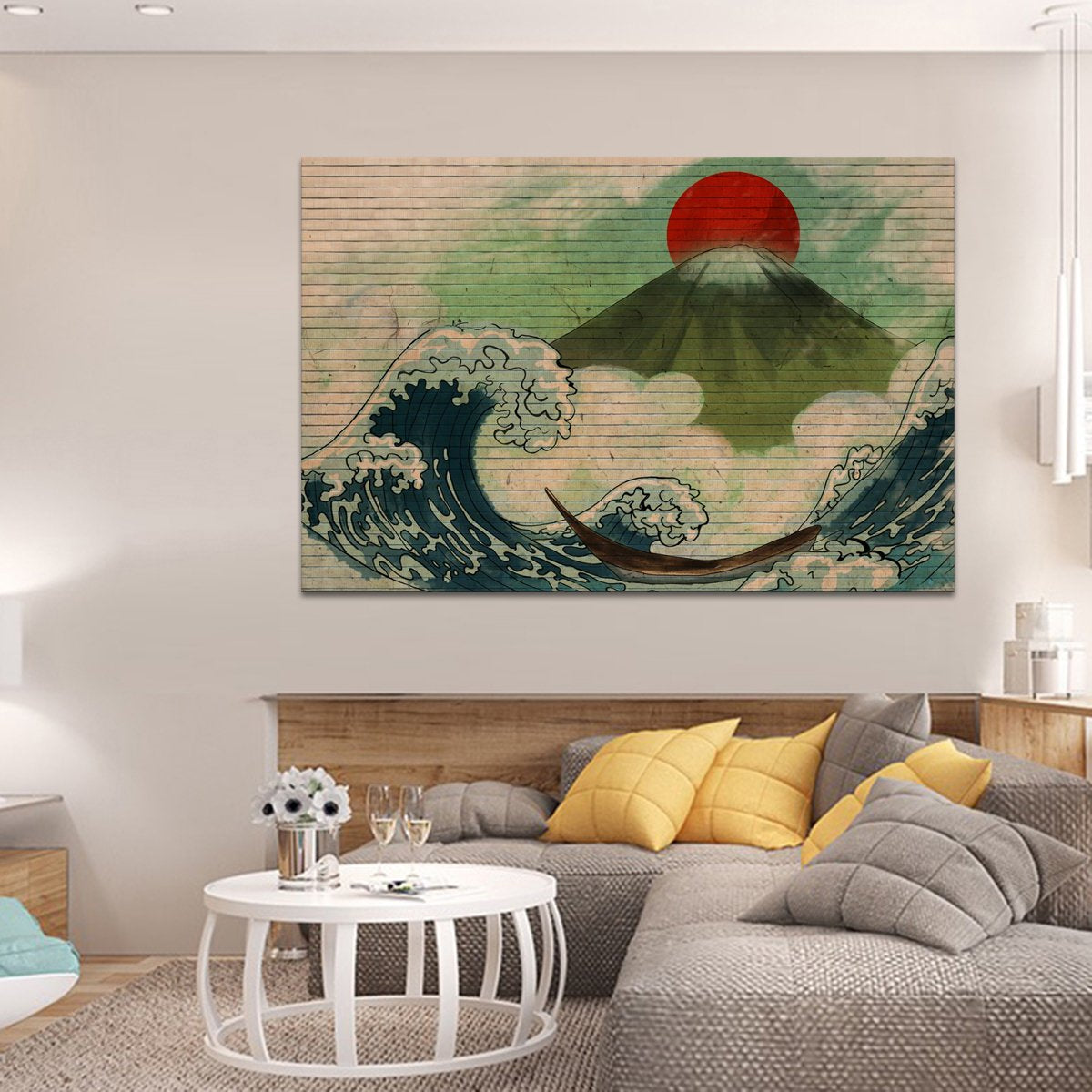 Sunrise Over The Waves Graffiti Multi Panel Canvas Wall Art