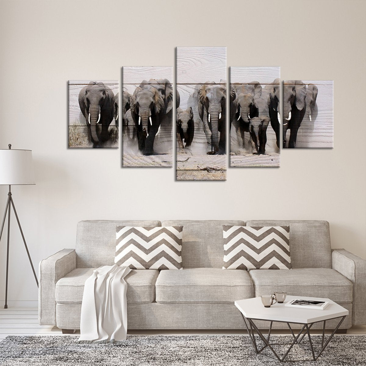 Elephants In Motion Multi Panel Canvas Wall Art