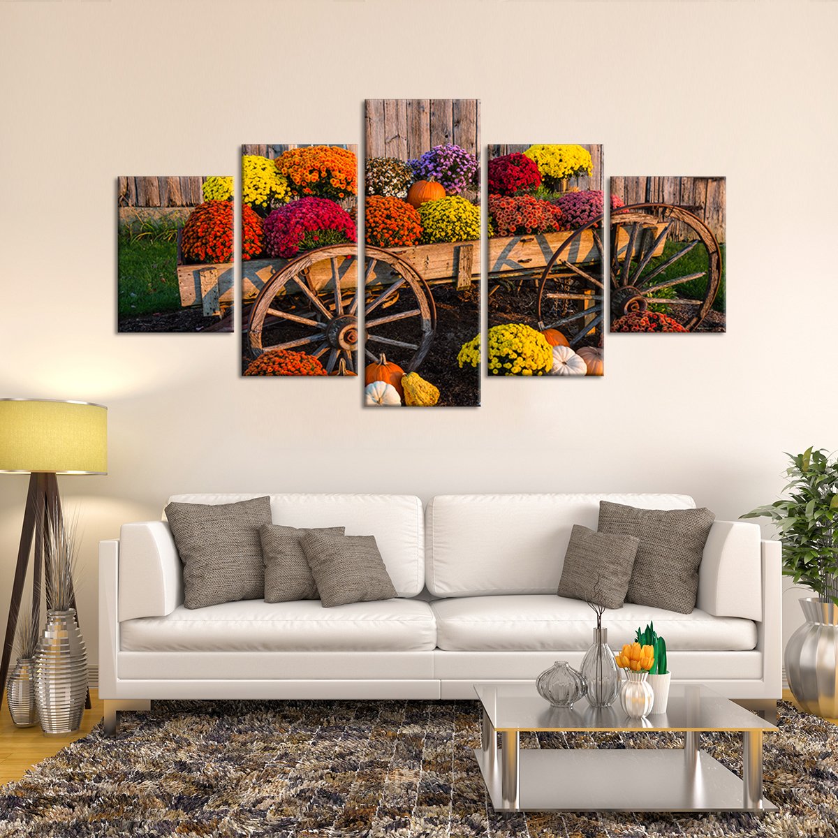 Colorful Flowers Multi Panel Canvas Wall Art