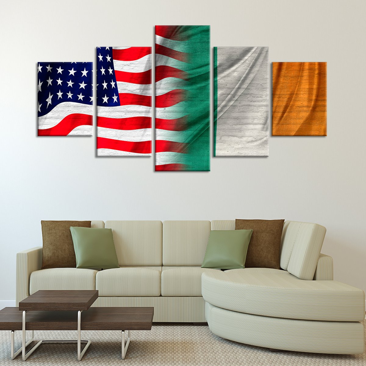 USA And Ireland Flag Multi Panel Canvas Wall Art
