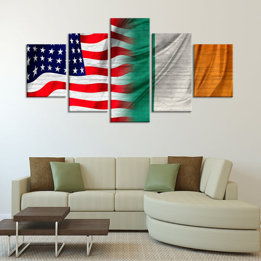 USA And Ireland Flag Multi Panel Canvas Wall Art