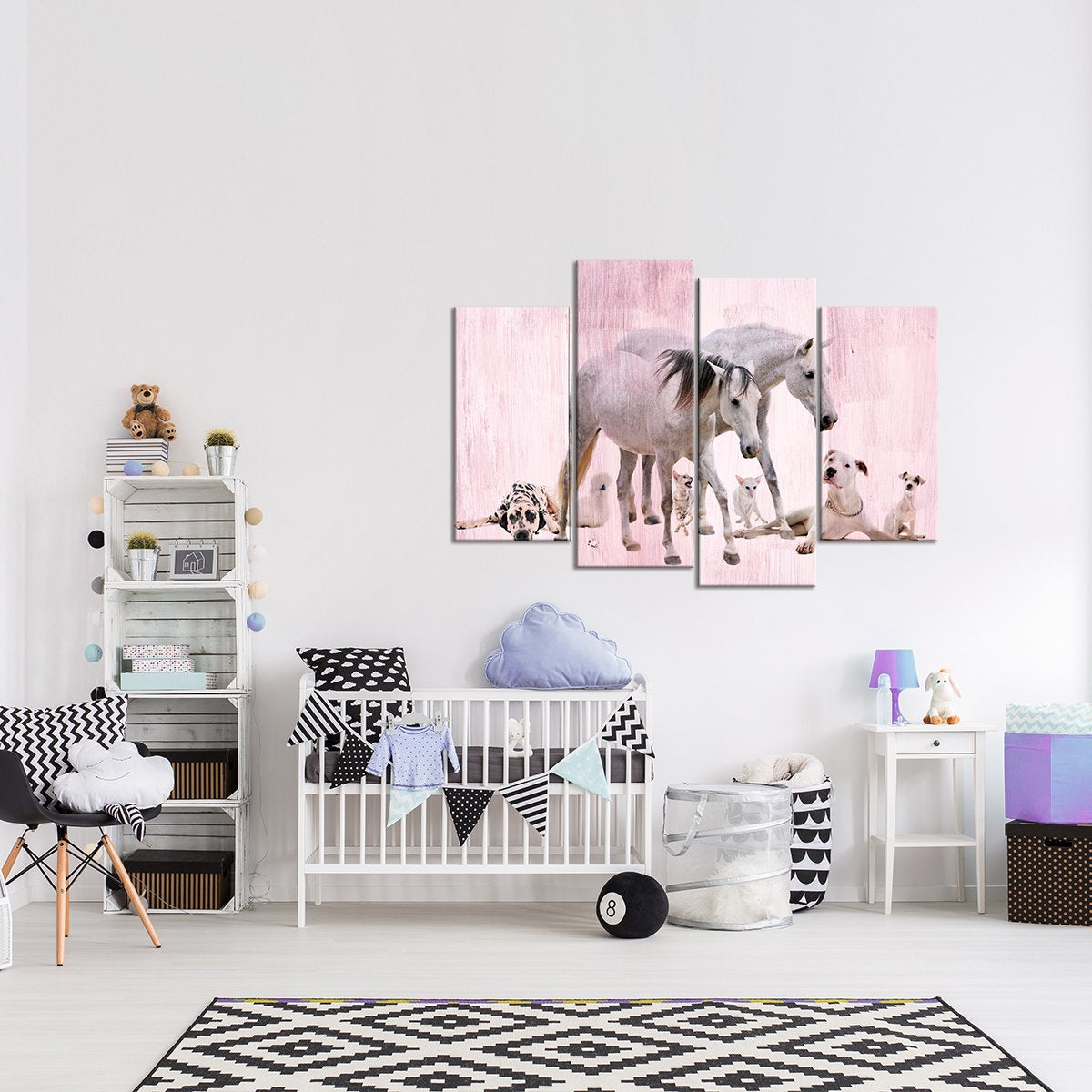 Furry Friends Multi Panel Canvas Wall Art
