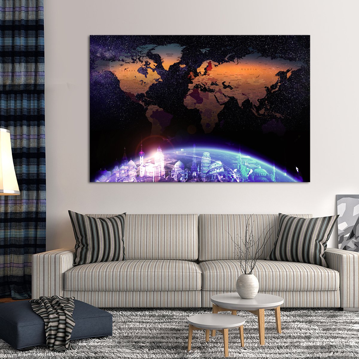 Galaxy World Map Masterpiece Multi Panel Canvas Wall Art