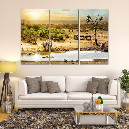 Elephant Painting Multi Panel Canvas Wall Art