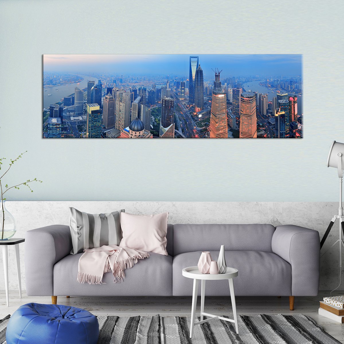 Shanghai Aerial View Multi Panel Canvas Wall Art