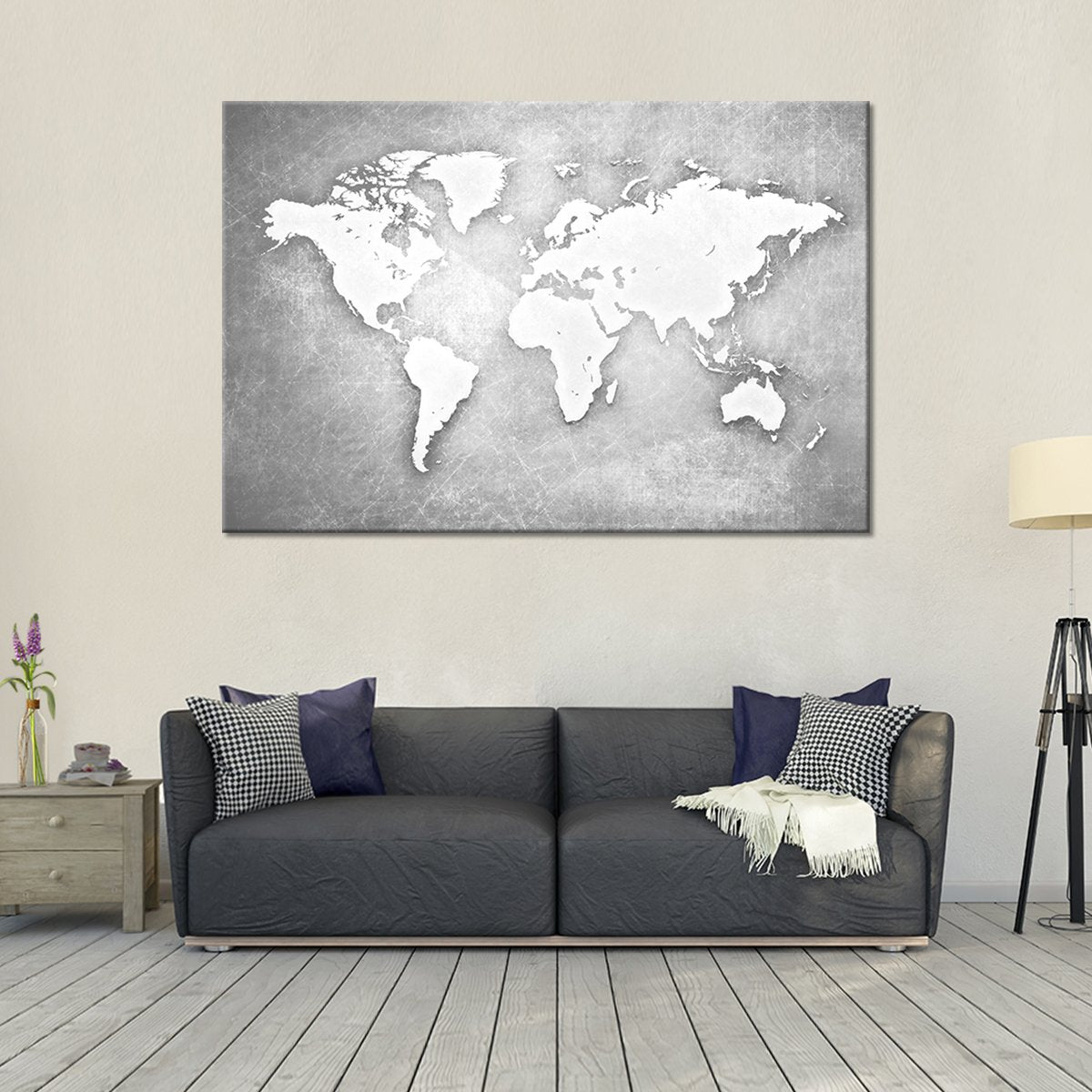 Platinum World Map Multi Panel Canvas Wall Art