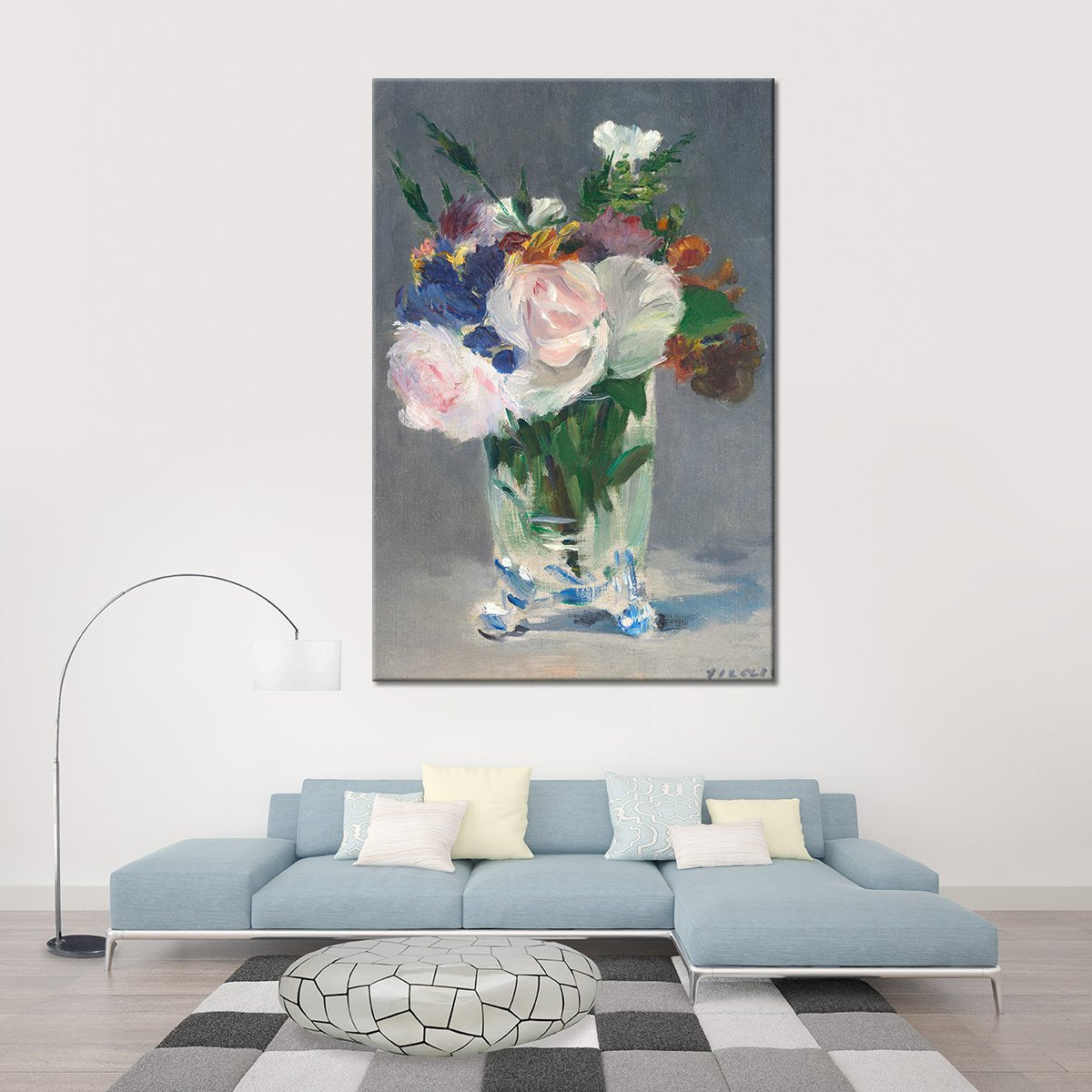 Flowers in a Crystal Vase Multi Panel Canvas Wall Art
